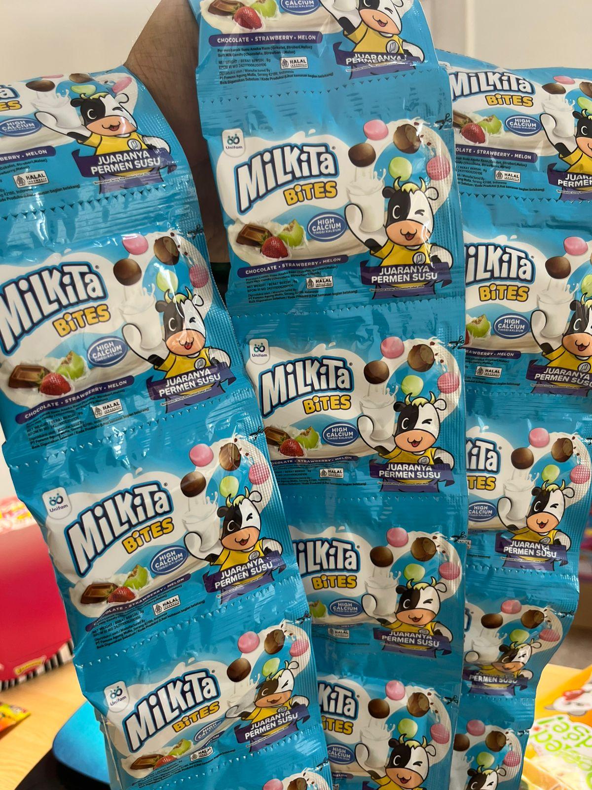 Permen Milkita Bites Rasa Cokelat Stroberi Melon Unifam isi 10/1 Renceng