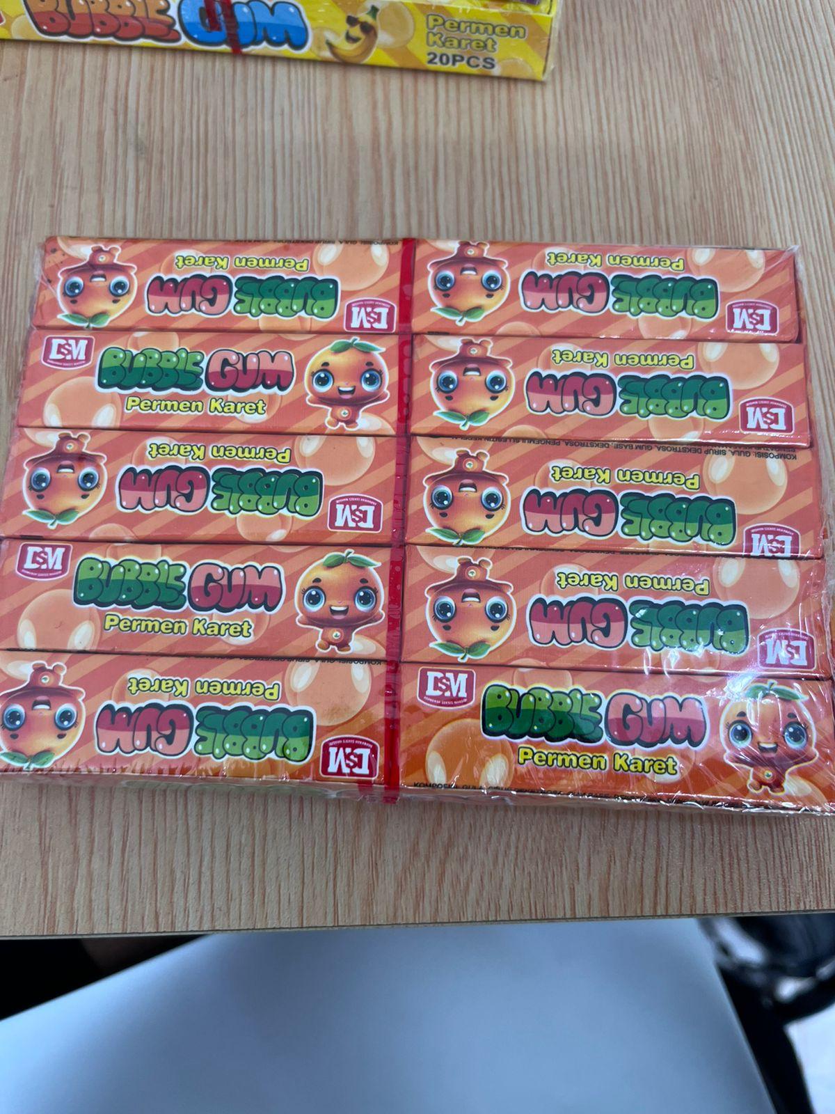 Permen Karet Bubble Gum Rasa Apel Pisang Jeruk Anggur DSM isi 20 pcs