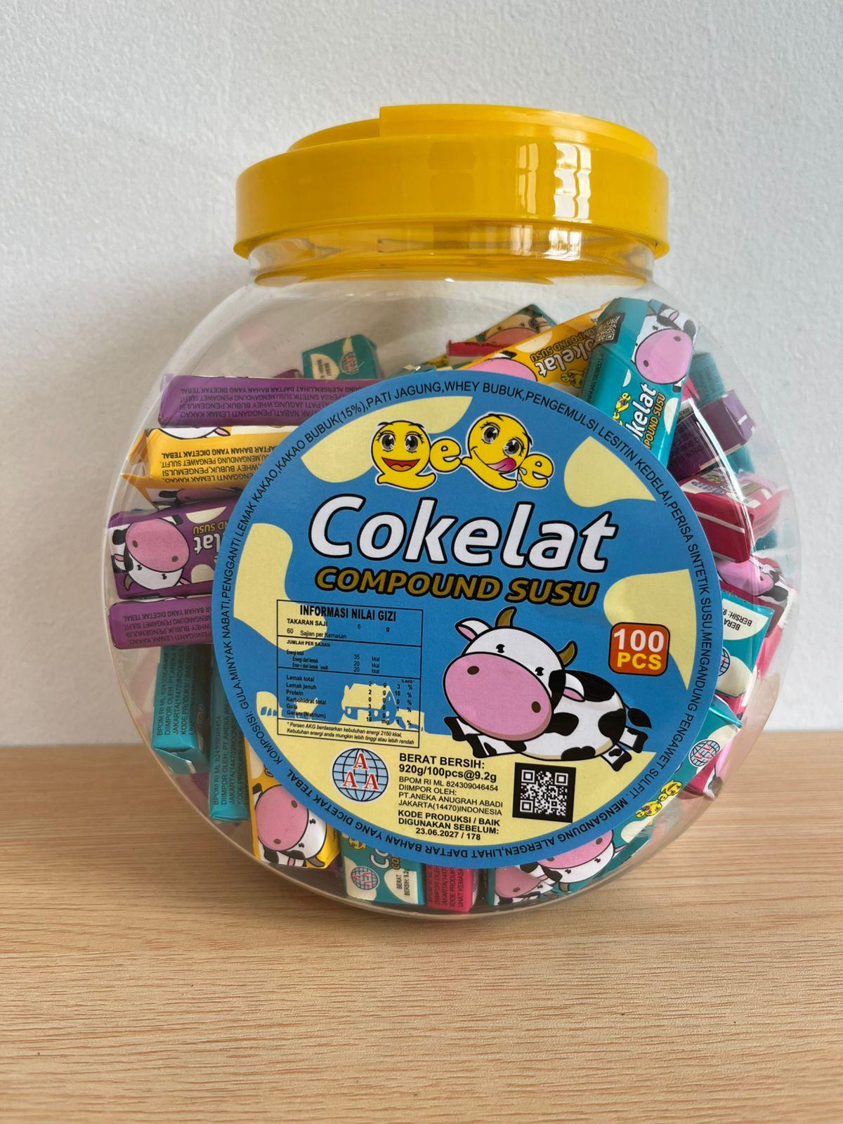 Cokelat Compound Rasa susu QeQe isi 100 pcs