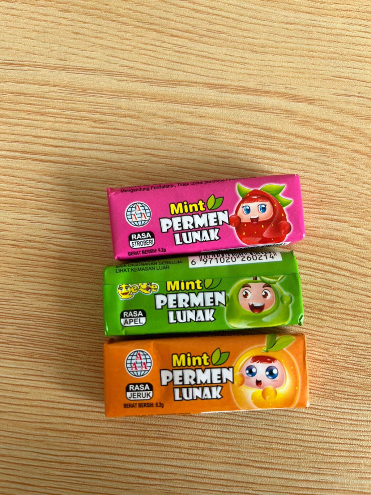 Permen Lunak Mint Rasa Jeruk Apel Anggur Stoberi Nanas QeQe isi 100 pcs