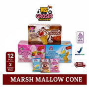 Marshmallow Cone Rasa Coklat Vanila Stroberi Moom Isi 12