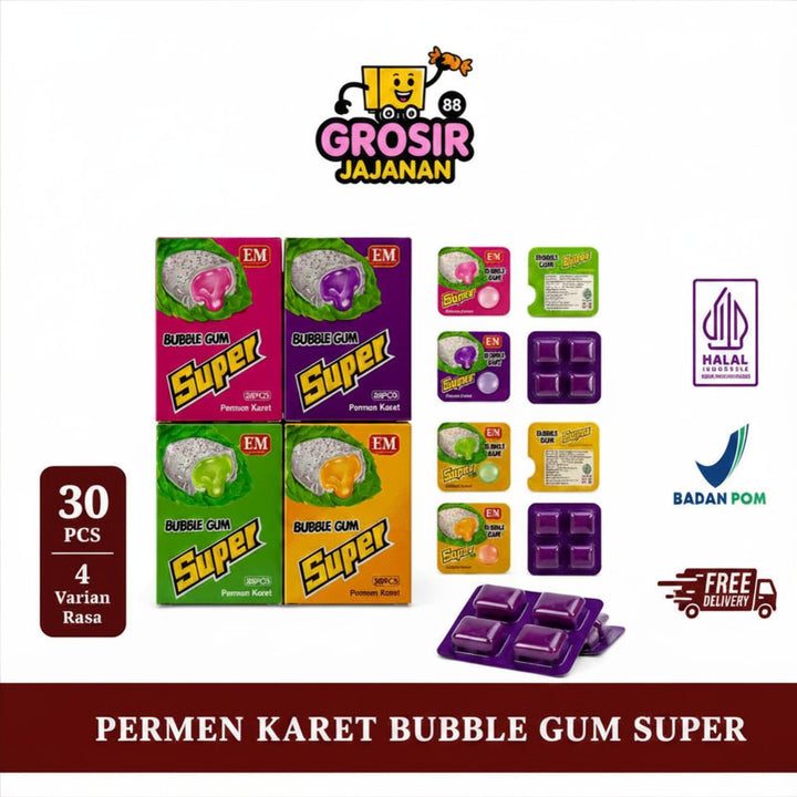 Permen Karet Super Aneka Rasa Buah DSM isi 30 pcs