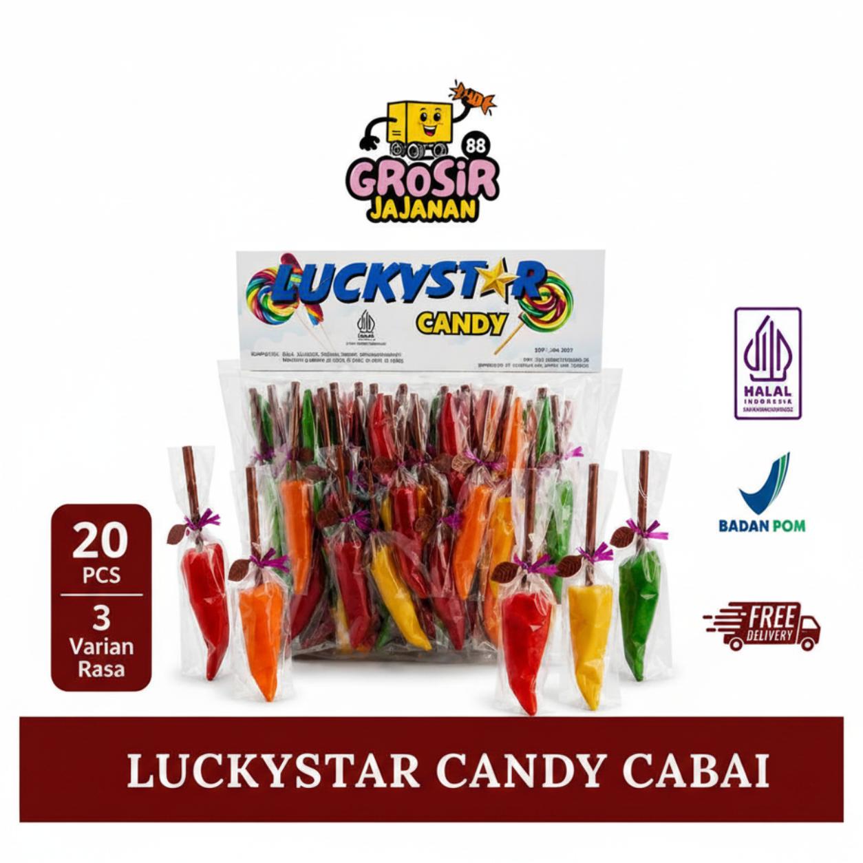 Permen Lolipop Bentuk Cabe Luckystar isi 20