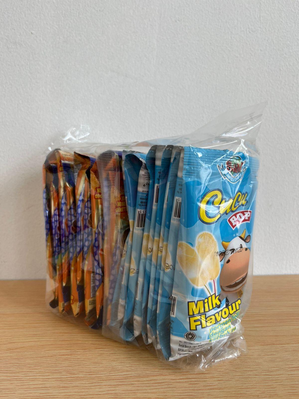 Permen Lollipop Milk Flavour dengan Serbuk Susu & Jeruk S&M Isi 20 pcs