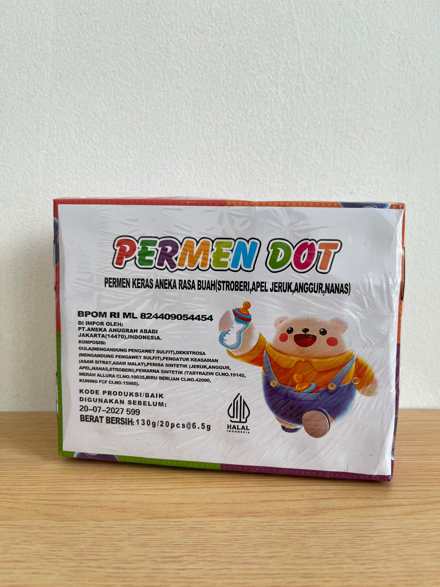 Permen keras dot aneka rasa buah strawbery apel jeruk anggur nanas DSM isi 20