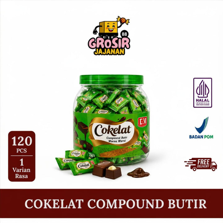 Permen Cokelat Compound Cube Butir Warna Warni isi 120 Pcs