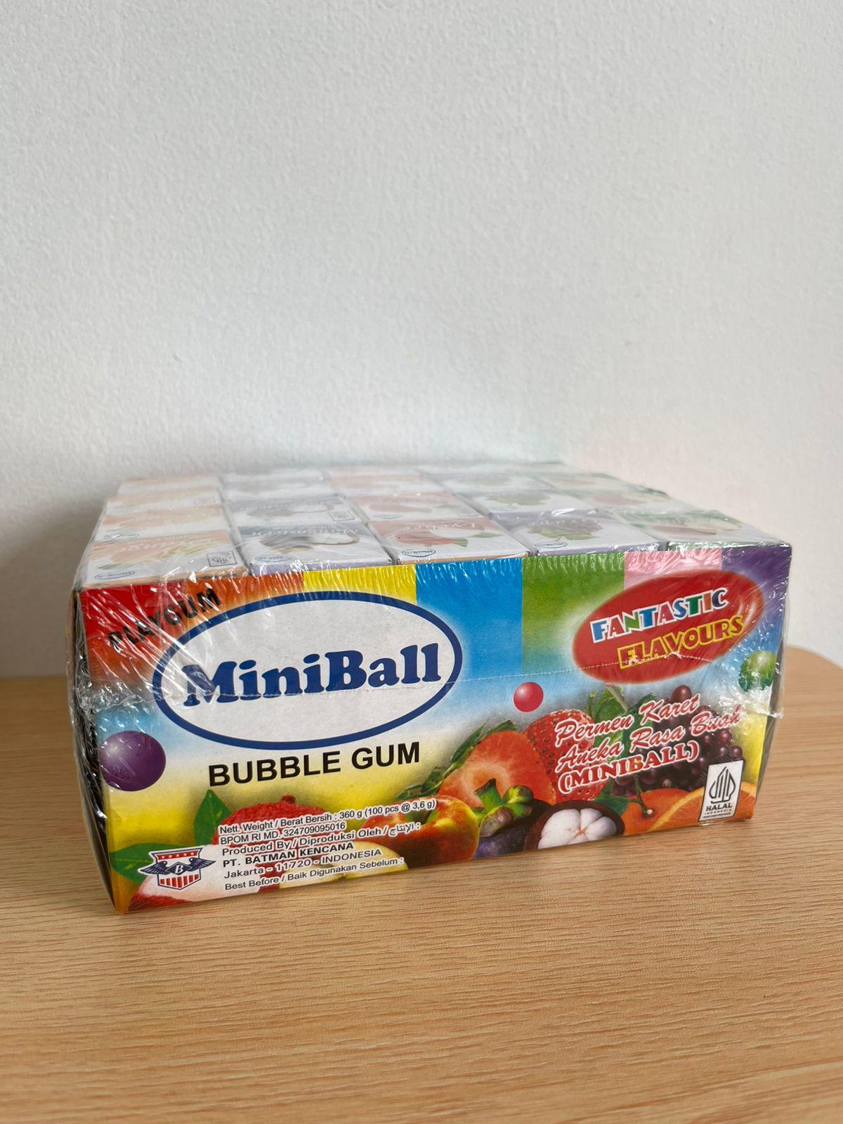 Permen Karet Bubble Gum miniball Aneka Rasa Buah Merries isi 100 pcs