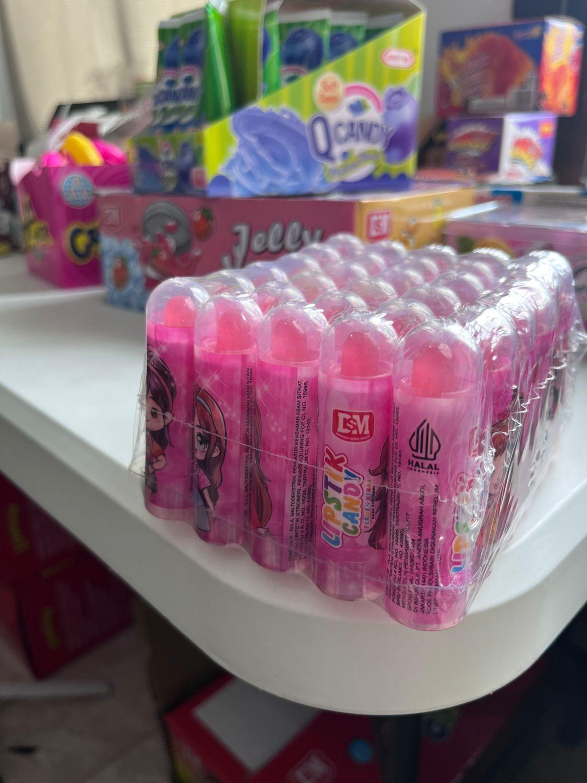Permen Lunak Jelly Candy Stick Rasa Strawberry Apel Jeruk Anggur Leci Mangga Luvmi 1 Box Isi 30 pcs