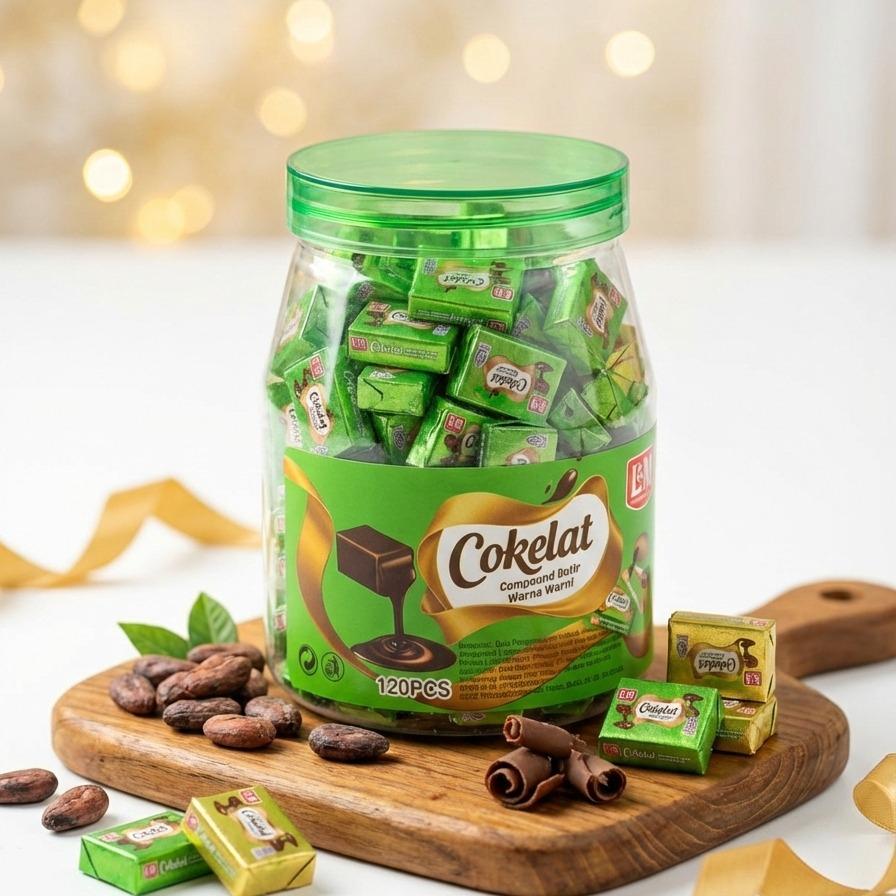 Permen Cokelat Compound Cube Butir Warna Warni isi 120 Pcs