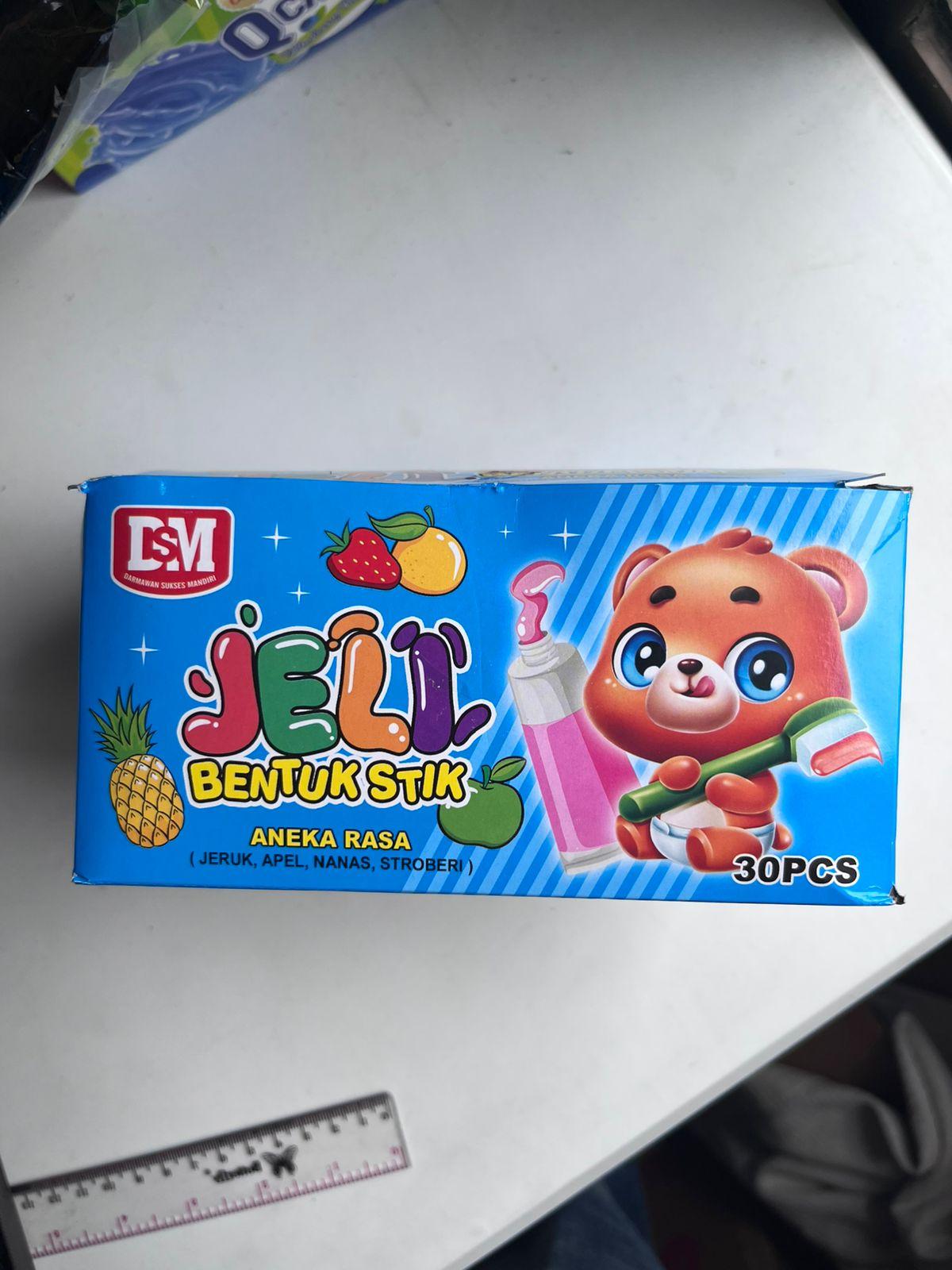 Jelly Stik Bentuk Sikat Gigi Biru Rasa Jeruk Apel Nanas Strawbery DSM