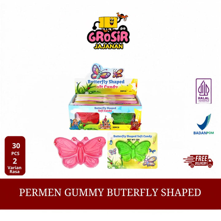 Permen Lunak Gummy Butterfly Shaped PPA isi 30 pcs