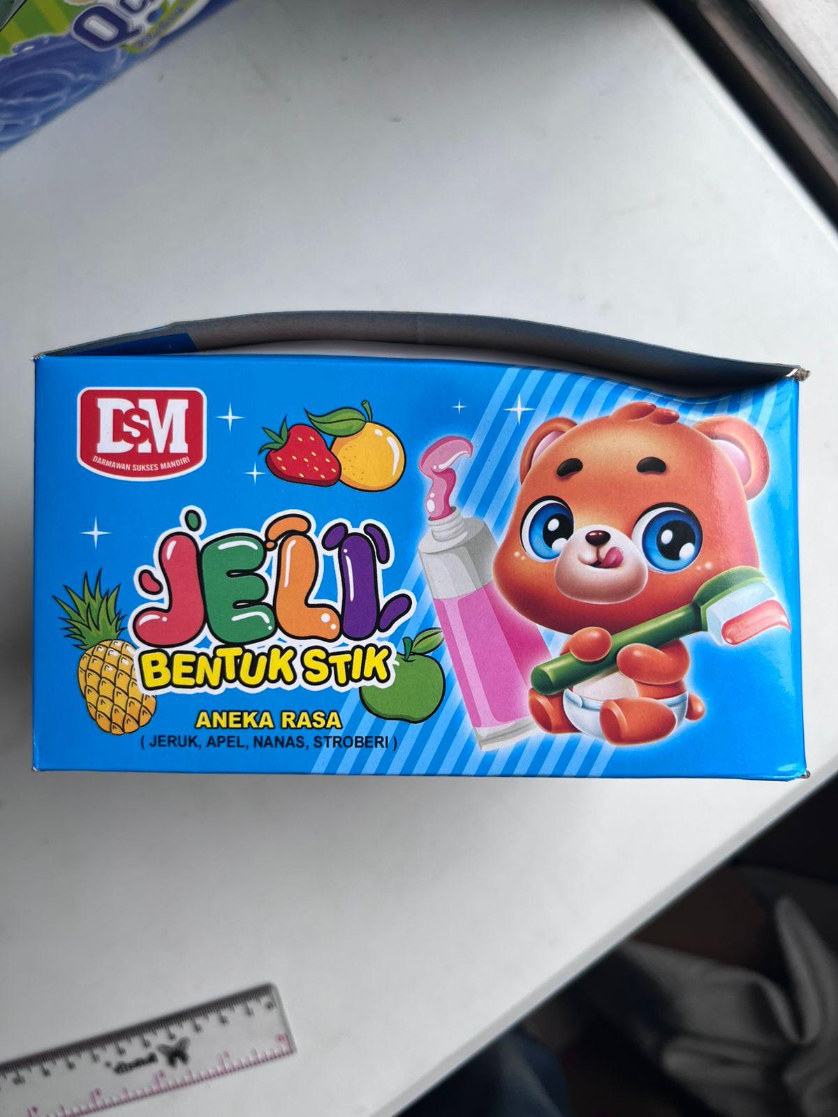 Jelly Stik Bentuk Sikat Gigi Biru Rasa Jeruk Apel Nanas Strawbery DSM