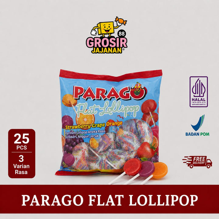 Permen Lollipop Rasa Stroberin Anggur Jeruk Parago isi 25 pcs