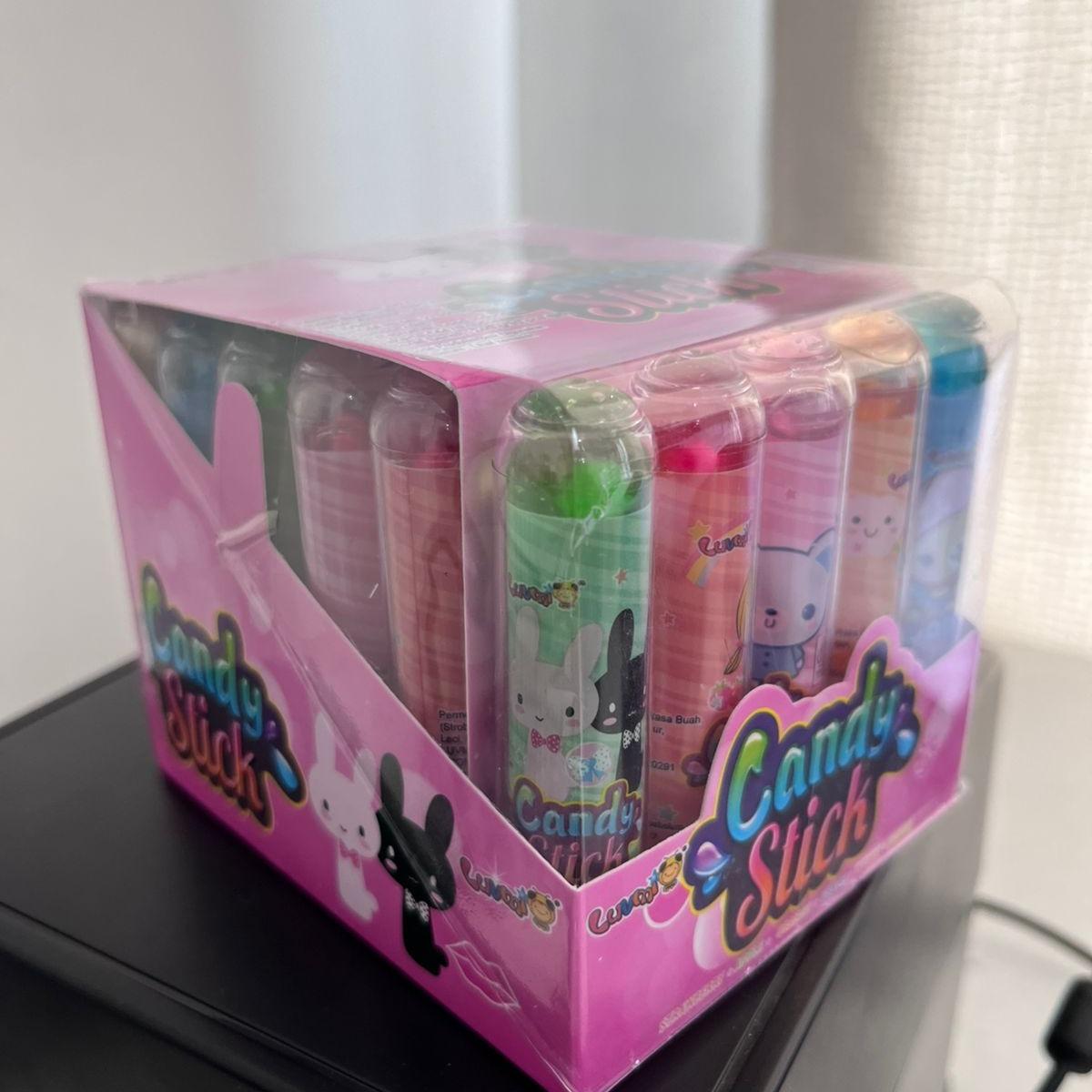 Permen Lunak Jelly Candy Stick Rasa Strawberry Apel Jeruk Anggur Leci Mangga Luvmi 1 Box Isi 30 pcs