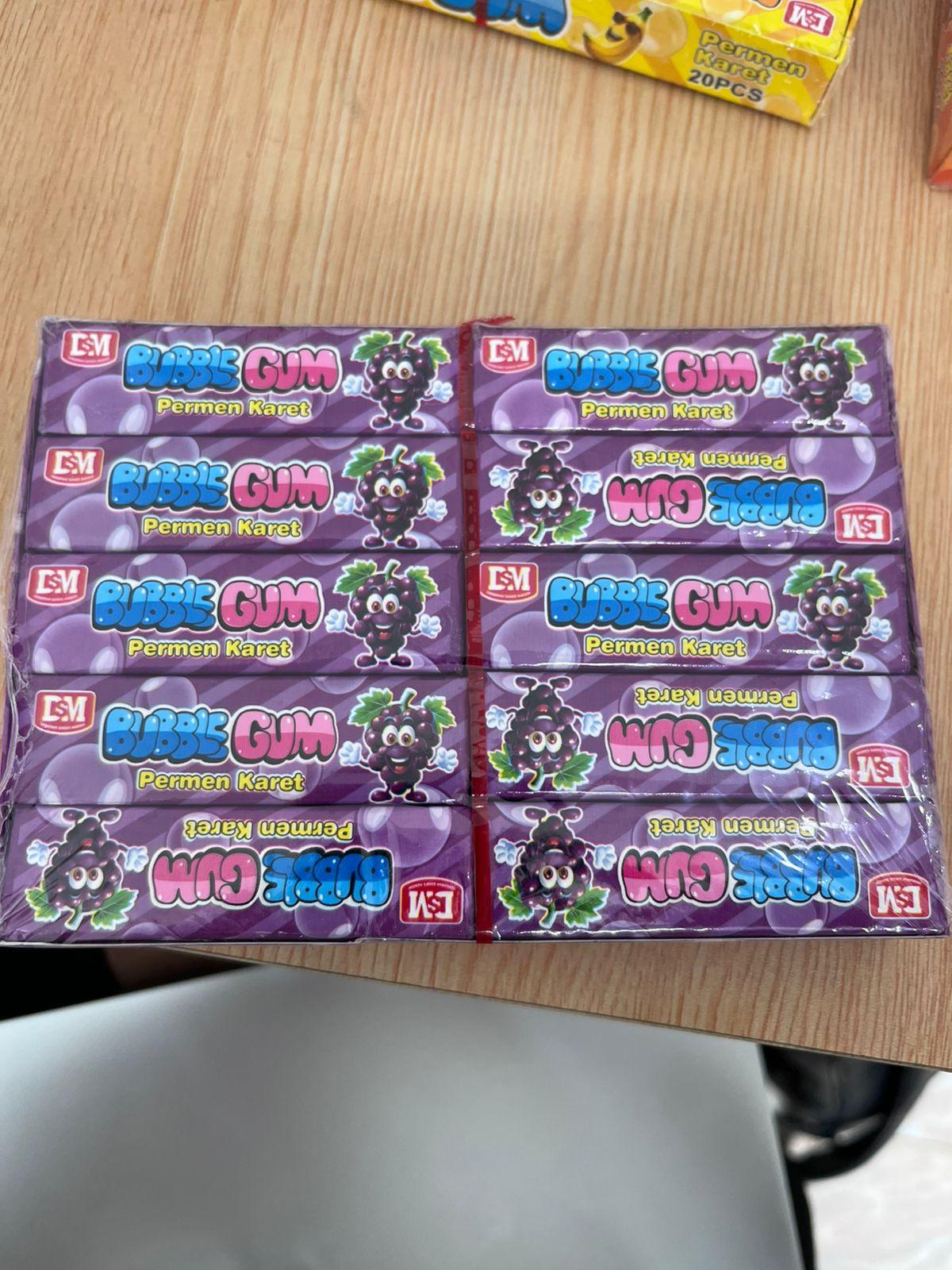 Permen Karet Bubble Gum Rasa Apel Pisang Jeruk Anggur DSM isi 20 pcs