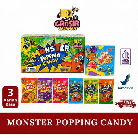 Permen Monster Popping Candy Mix Fruit Luvmi isi 40 pcs