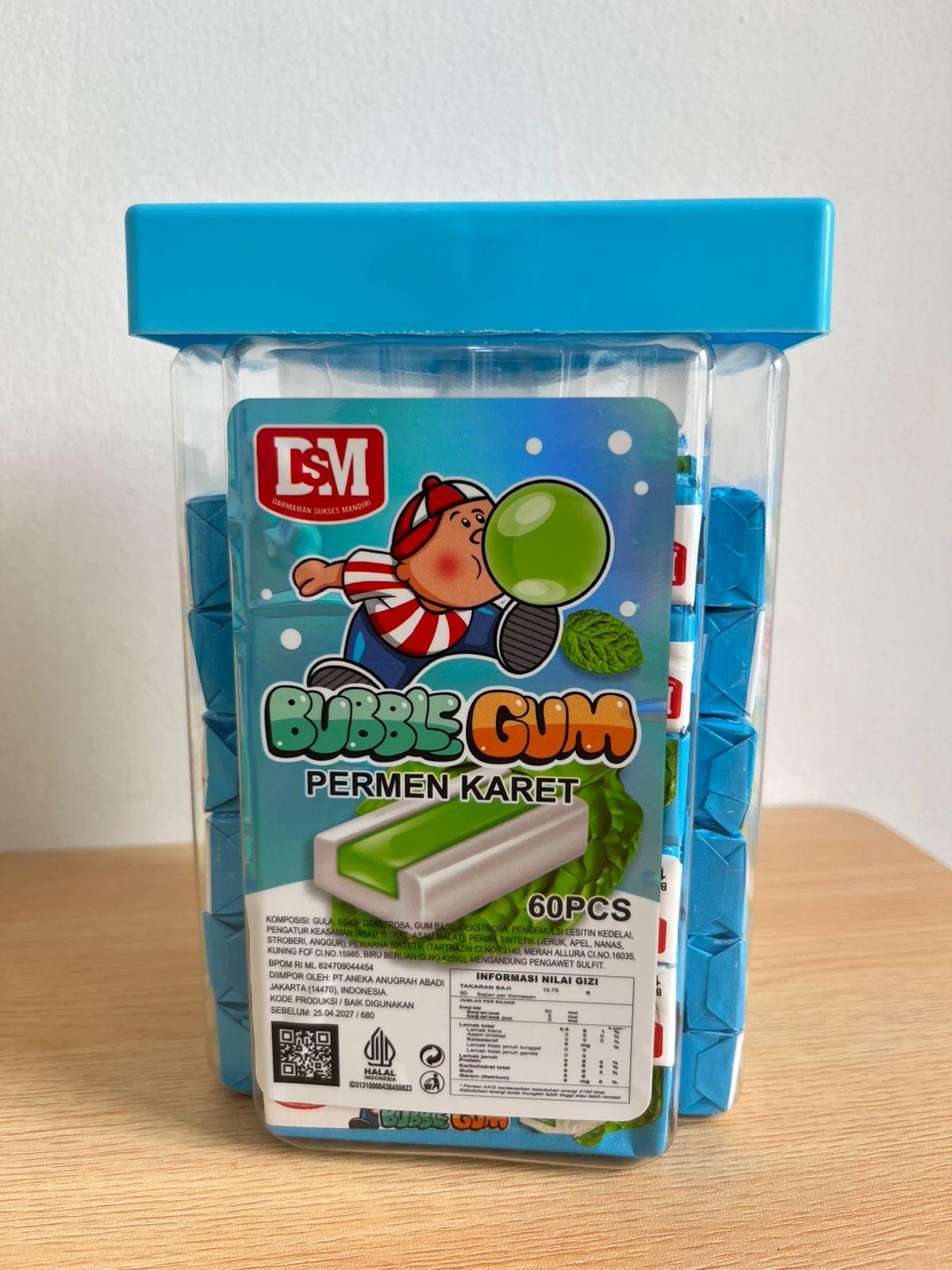 Permen Karet Mint Bubble Gum DSM isi 60 pcs