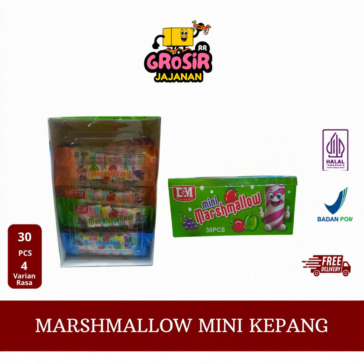Permen Marshmallow Kepang mini DSM isi 30 pcs