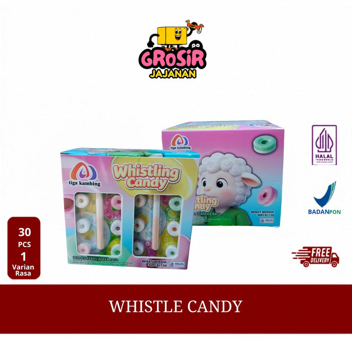 Permen Keras Lollipop Whistle Rasa Jeruk Anggur Stroberi isi 30 pcs