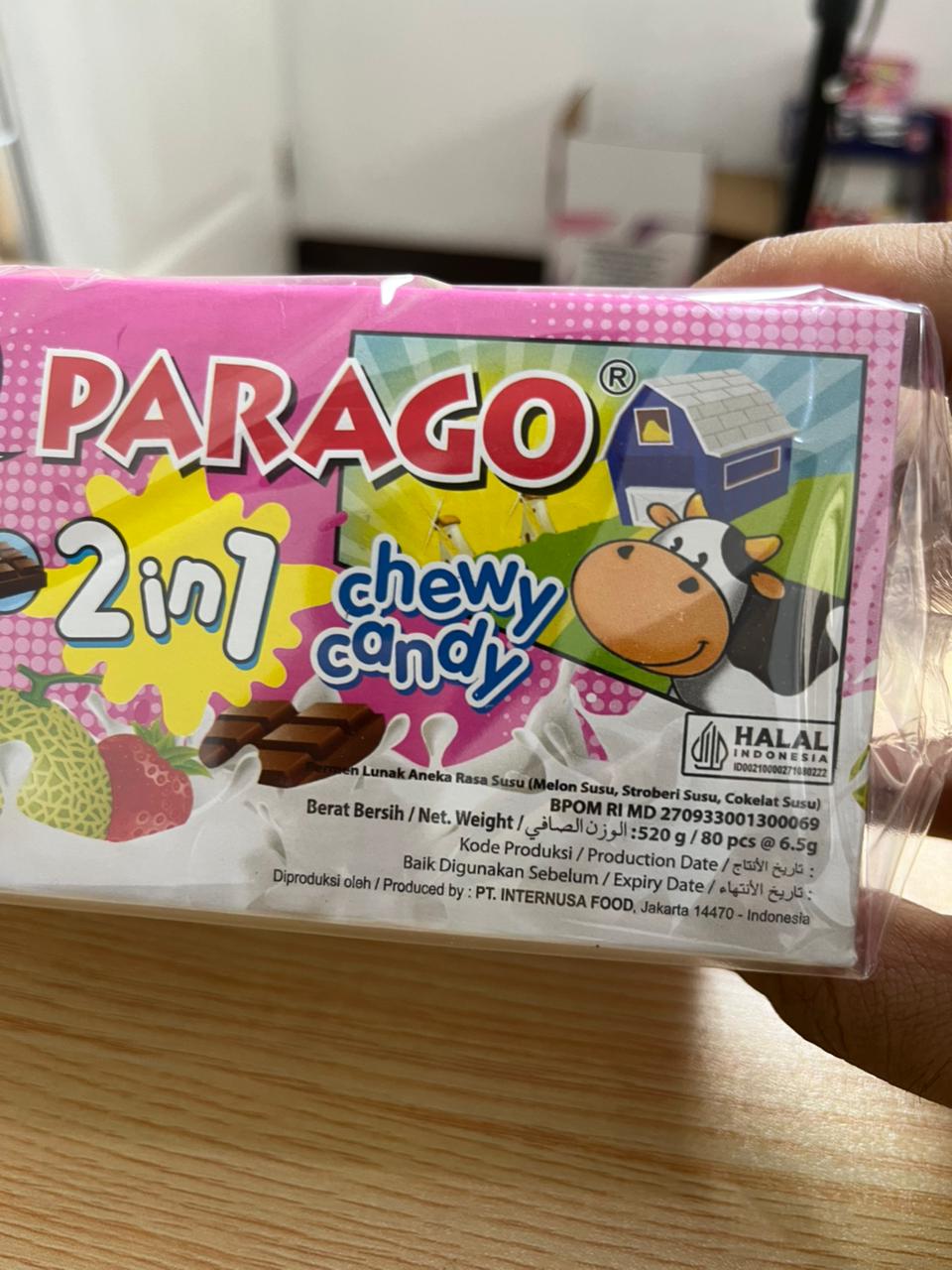 Permen Chewy Candy Rasa 2 in 1 Cokelat Susu Stroberi Susu Melon Susu Parago isi 80 pcs