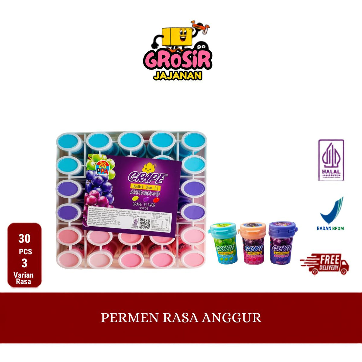 Permen Aneka Rasa Buah Anggur PPA isi 30 pcs