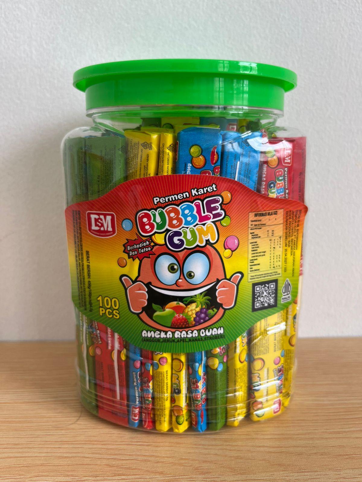 Permen Karet Bubble Gum Aneka Rasa Buah DSM isi 100 pcs