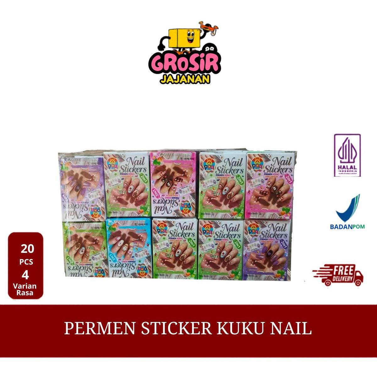 Permen Gratis Sticker Kuku Nail PPA isi 30 pcs