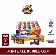 Permen Karet Bubble Gum miniball Aneka Rasa Buah Merries isi 100 pcs