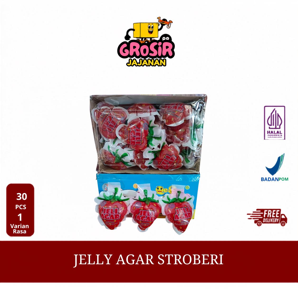OBRAL!!!Jelly Agar Rasa Buah Stroberi AAA isi 30 pcs