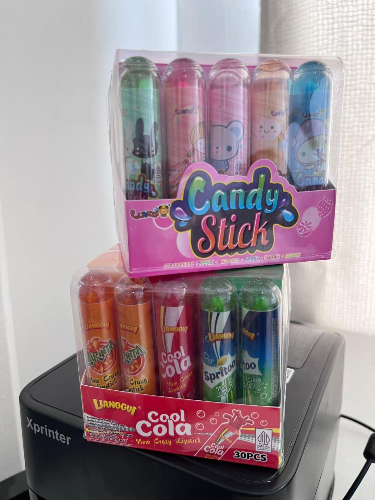 Permen Lunak Jelly Candy Stick Rasa Strawberry Apel Jeruk Anggur Leci Mangga Luvmi 1 Box Isi 30 pcs