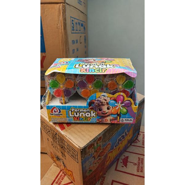 Permen lollipop Kipas Mini Windmil Rasa Anggur Jeruk Apel Nanas Stroberi 3 Domba isi 30 pcs