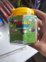 Permen Karet Long Mini Tiga Kambing 1 Toples isi 50 pcs