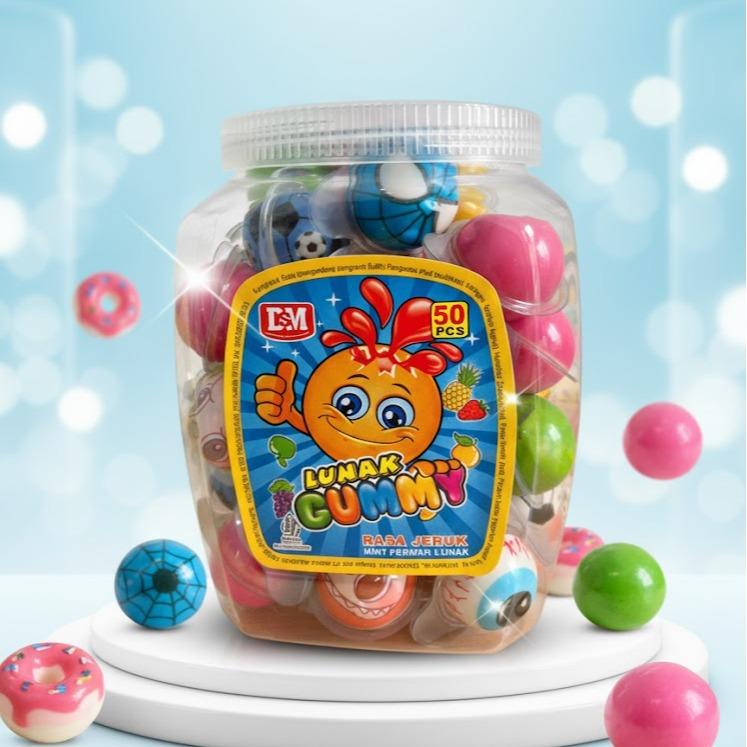 Permen Lunak Gummy Bentuk Mata Rasa Jeruk DSM isi 50 pcs