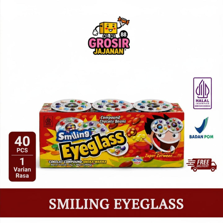 Cokelat Compound Chocolate Smiling Eyeglass isi 40 pcs