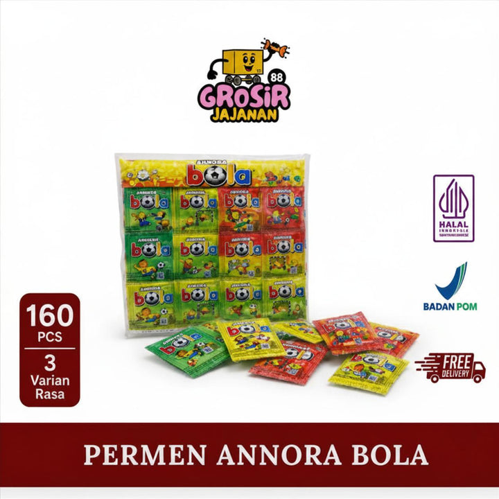 Permen Bentuk Bola Anora Aneka Rasa Buah 160 PCS