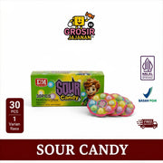 Permen Lollipop Sour Candy rasa Jeruk Anggur Stroberi DSM 30 pcs