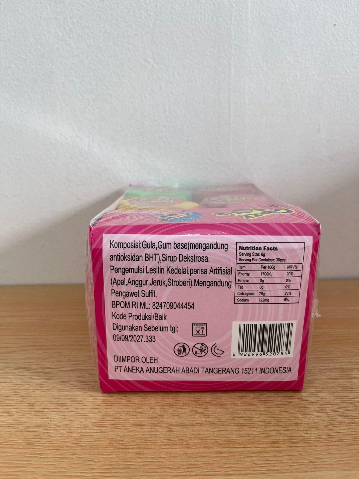 Permen Crazy Roll Bubble Gum AAA isi 30 pcs