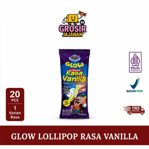 Permen Glow Lollipop Rasa Vanila S&M isi 20 pcs