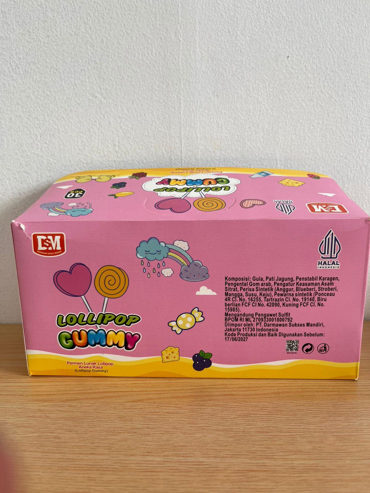 Permen Lunak Lollipop Gummy Aneka Rasa DSM isi 30 pcs