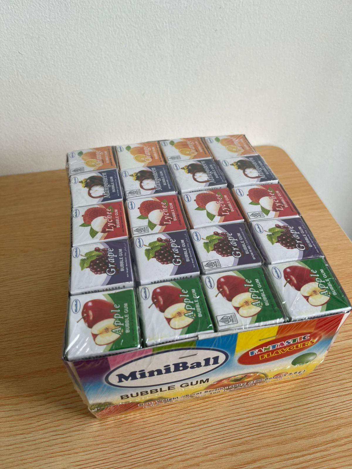 Permen Karet Bubble Gum miniball Aneka Rasa Buah Merries isi 100 pcs