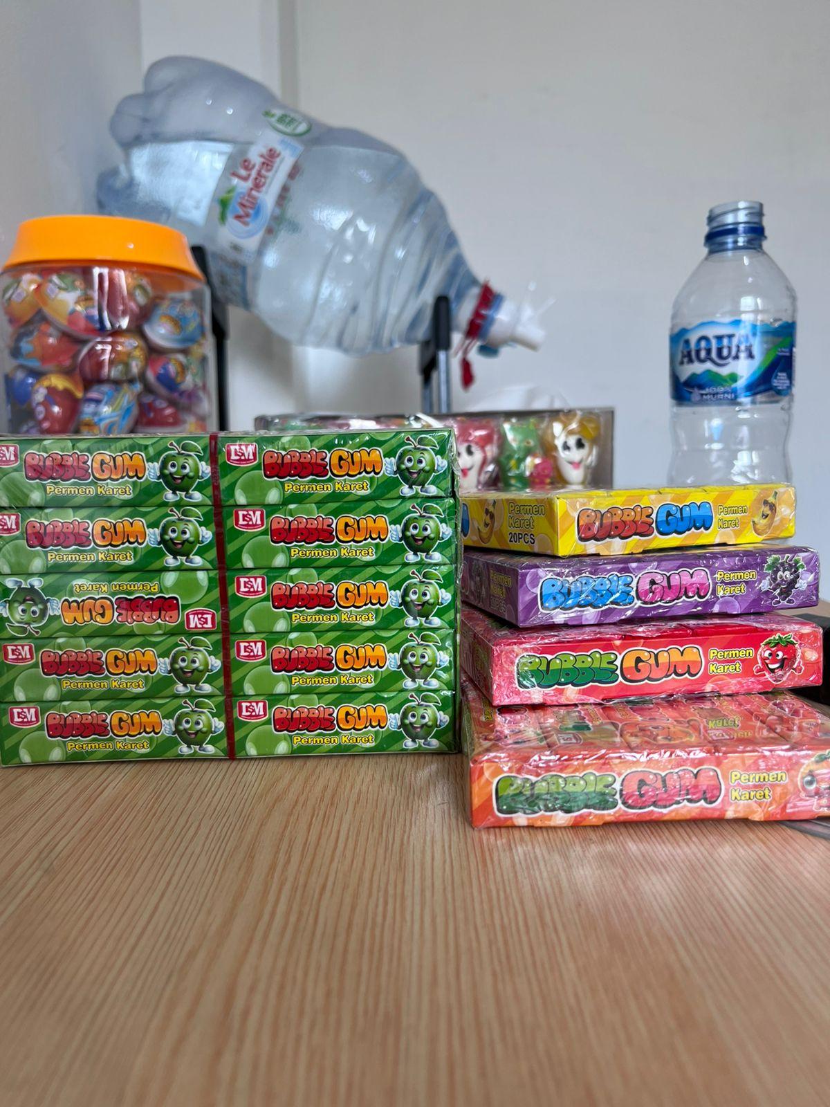 Permen Karet Bubble Gum Rasa Apel Pisang Jeruk Anggur DSM isi 20 pcs
