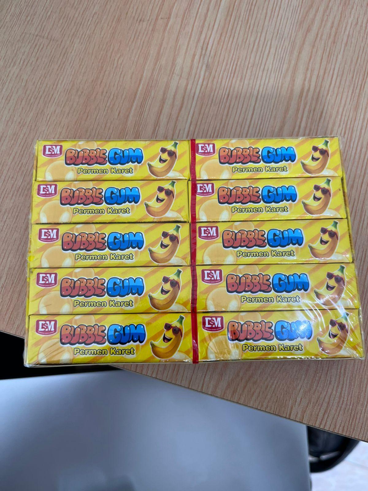 Permen Karet Bubble Gum Rasa Apel Pisang Jeruk Anggur DSM isi 20 pcs