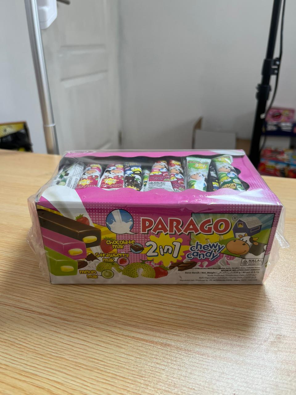 Permen Chewy Candy Rasa 2 in 1 Cokelat Susu Stroberi Susu Melon Susu Parago isi 80 pcs