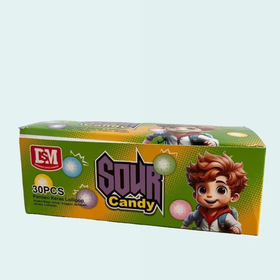 Permen Lollipop Sour Candy rasa Jeruk Anggur Stroberi DSM 30 pcs