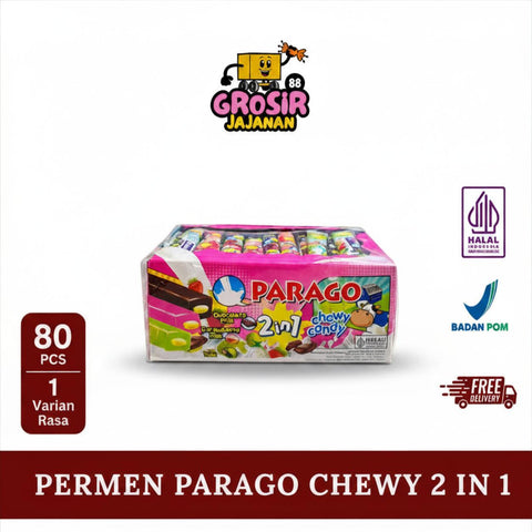 Permen Chewy Candy Rasa 2 in 1 Cokelat Susu Stroberi Susu Melon Susu Parago isi 80 pcs