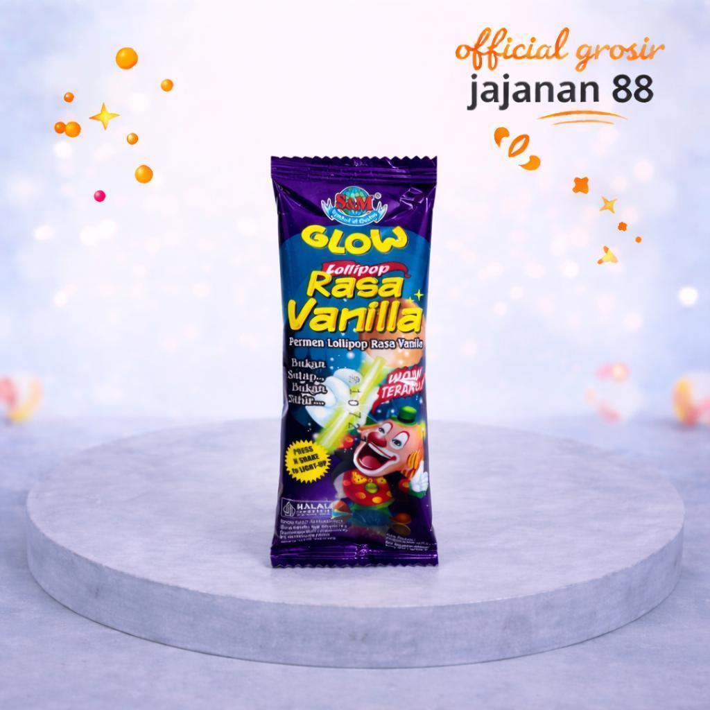 Permen Glow Lollipop Rasa Vanila S&M isi 20 pcs