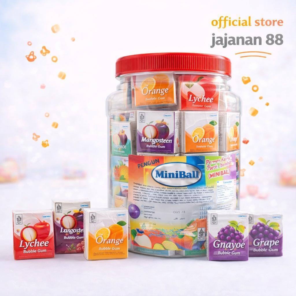Permen Karet Minibal Jumbo Aneka rasa Buah Playgum Isi 157 Pcs