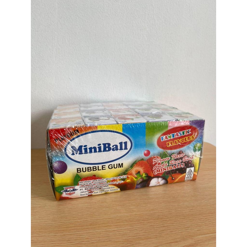 Permen Karet Bubble Gum miniball Aneka Rasa Buah Merries isi 100 pcs