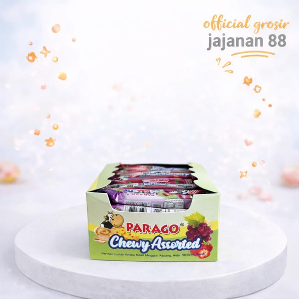 Permen Lunak Chewy Assortea Rasa Anggur Jeruk Susu Keju Stroberi Kacang Parago isi 80 pcs