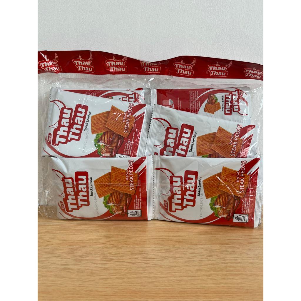 Snack Lembar Rasa Steak Pedas Thau Thau isi 20 pcs